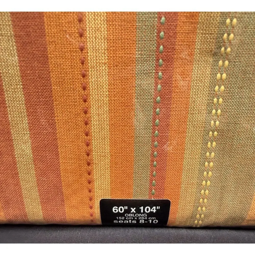 Home Wear Spice Stripe 100% Woven Cotton Thanksgiving Fall Tablecloth 60X104 New